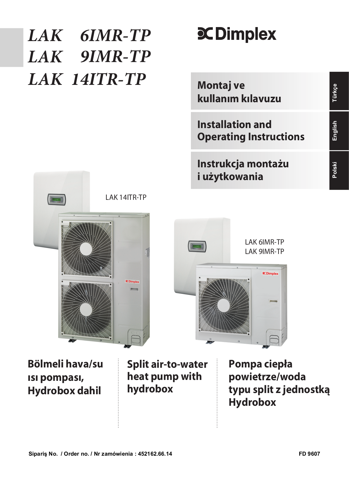 Dimplex LAK 6IMR-TP, LAK 9IMR-TP, LAK 14ITR-TP Installation And Operating Instructions Manual