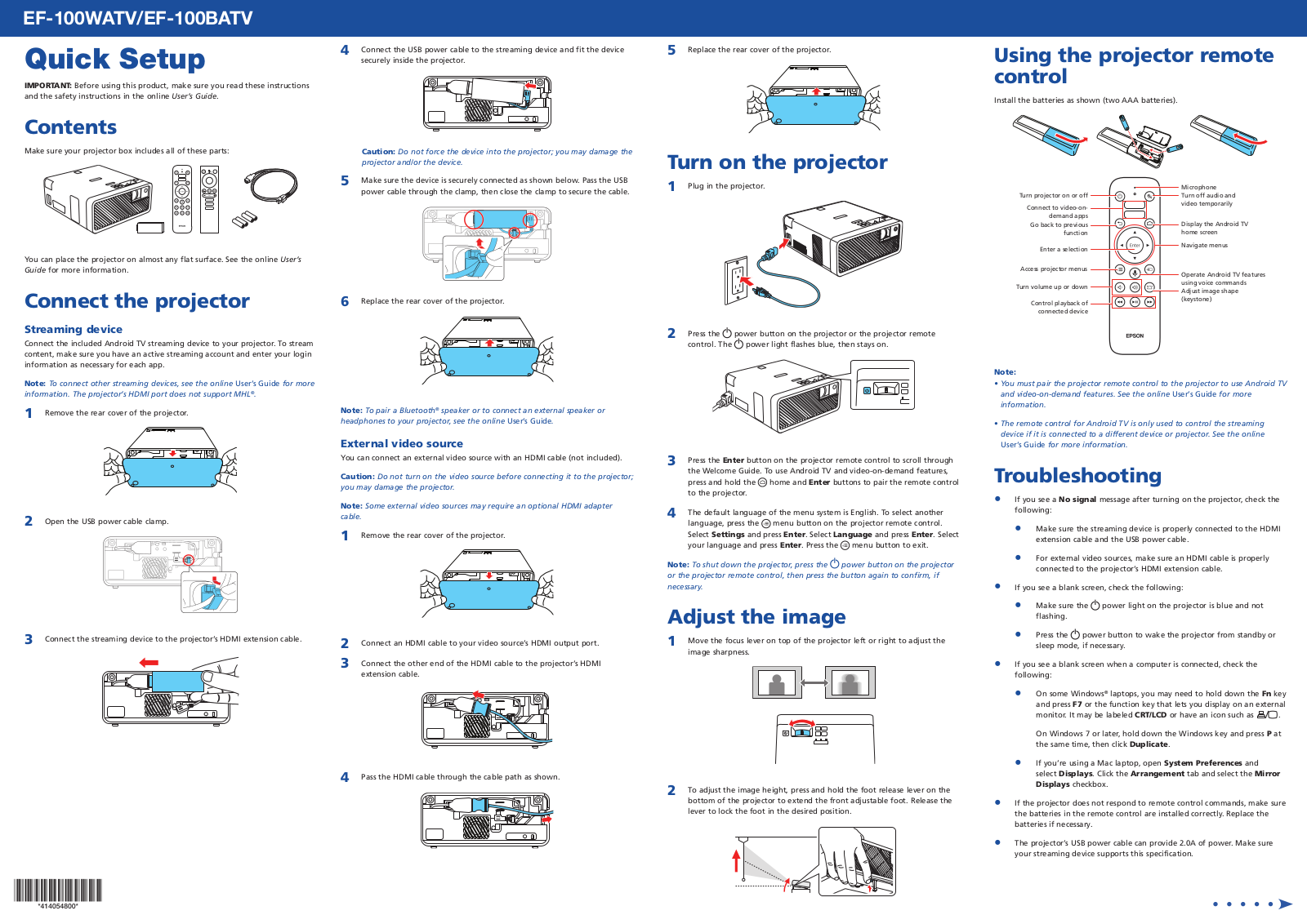 Epson EF-100WATV, EF-100BATV User Manual