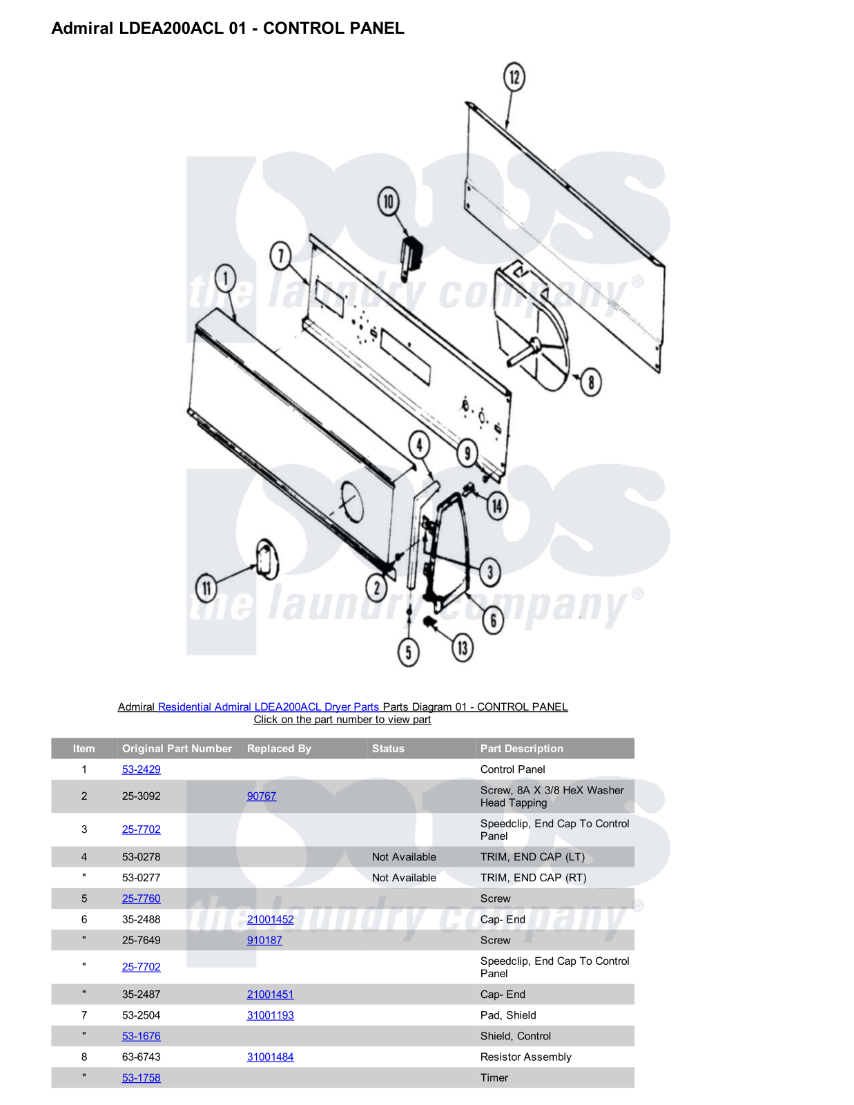 Admiral LDEA200ACL Parts Diagram