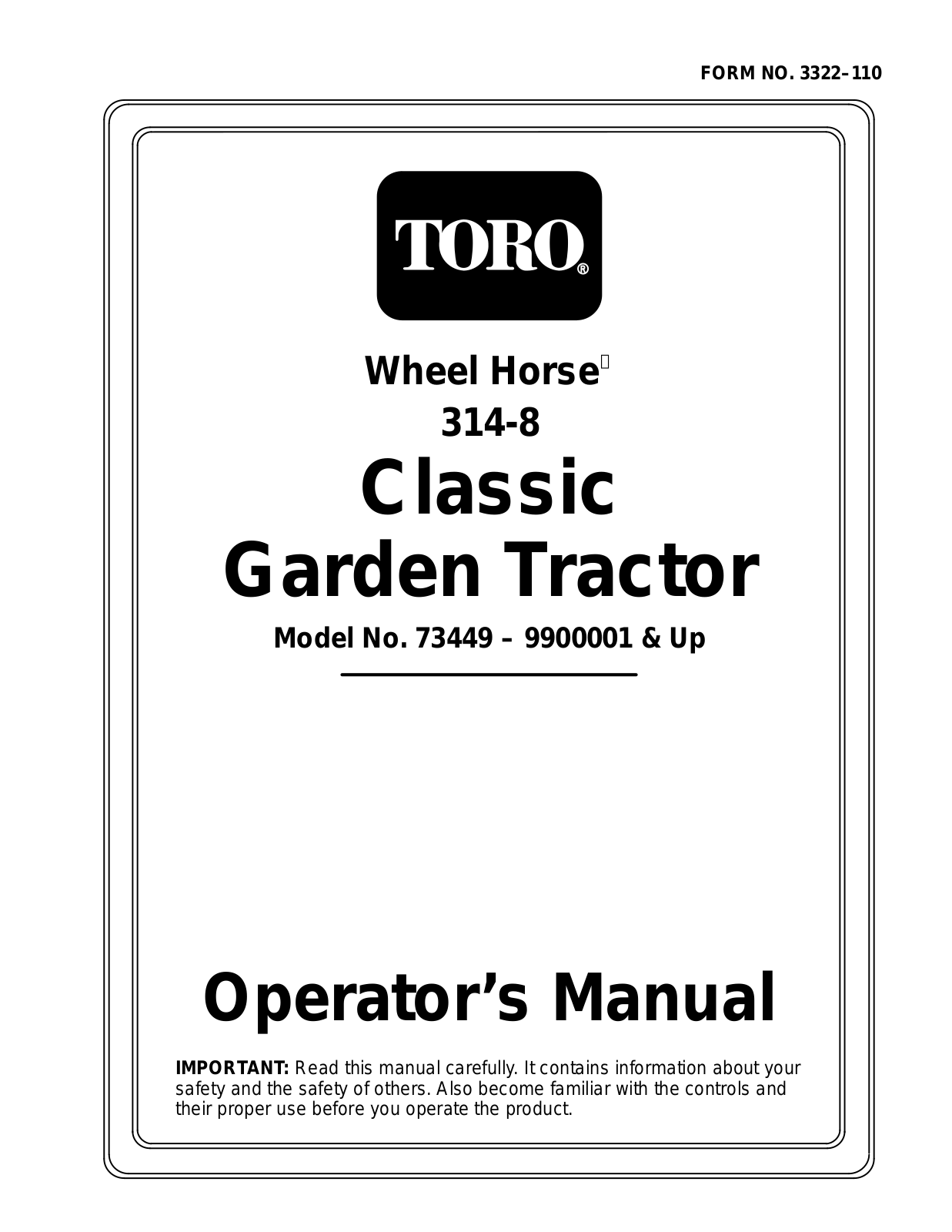 Toro 73449 Operator's Manual