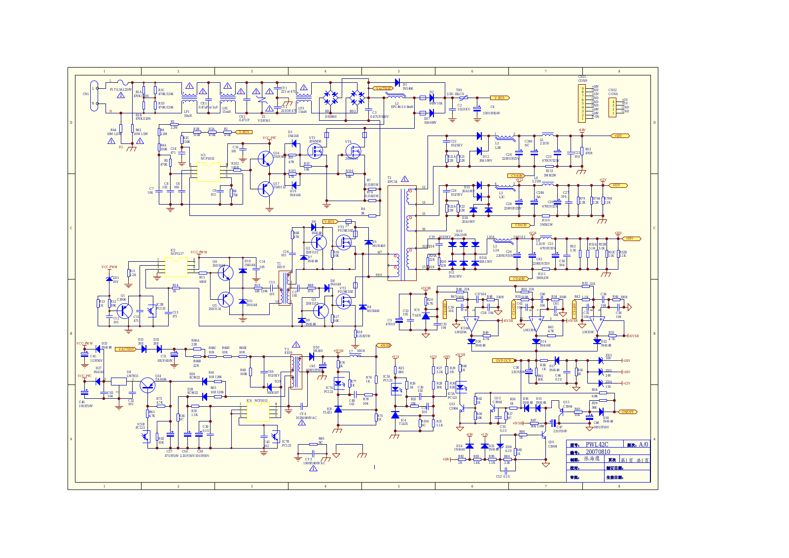 TCL 40-OPL42C-PWJ1XG SMPS Schematic