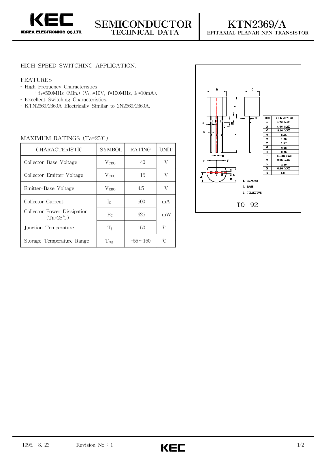 KEC KTN2369A, KTN2369 Datasheet