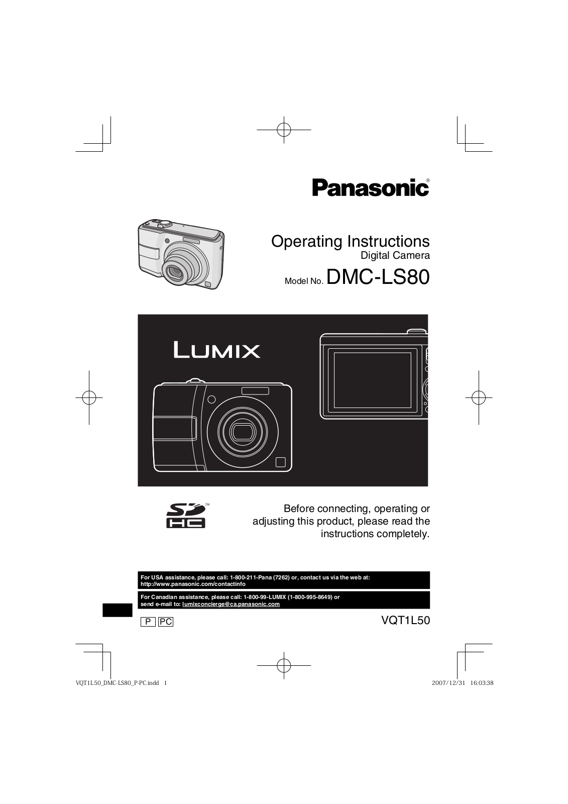 Panasonic DMC-LS80 Operating Instruction