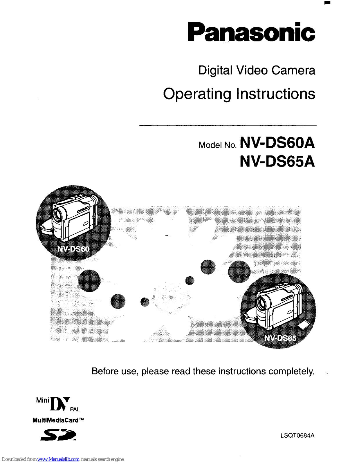 Panasonic NV-DS65A, NV-DS60, NV-DS65 Operating Instructions Manual