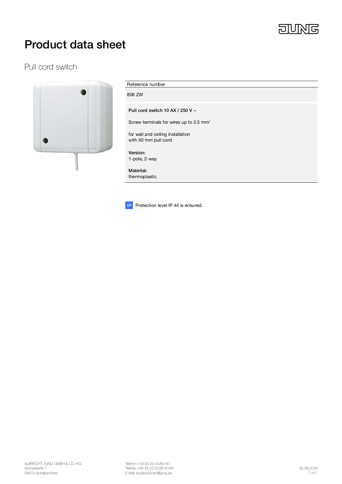 Jung 806 ZW User Manual