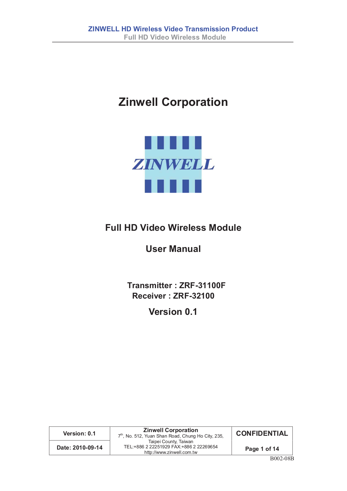 Zinwell ZRF31100F Users Manual