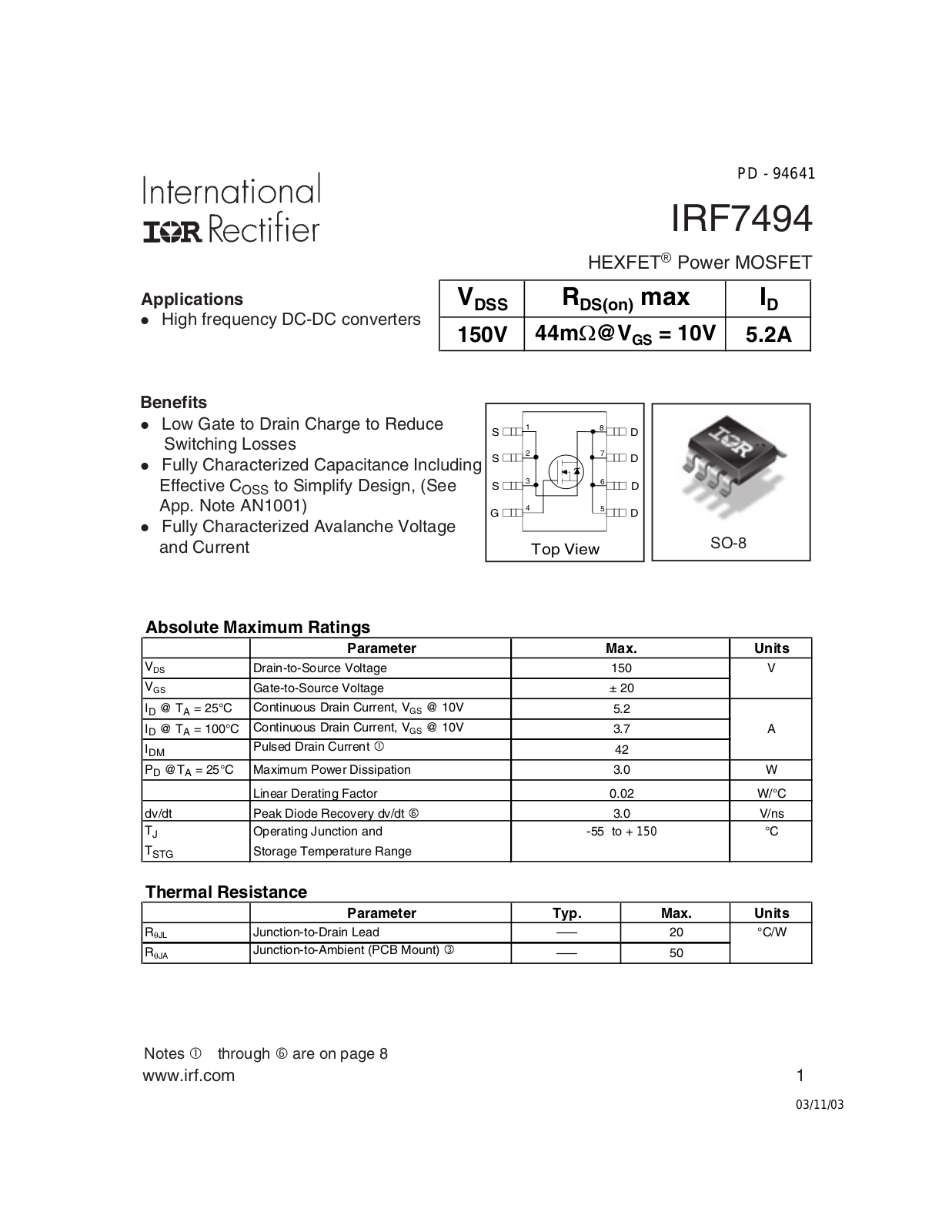 Datasheet irf7494 Datasheet - ManualMachine.com