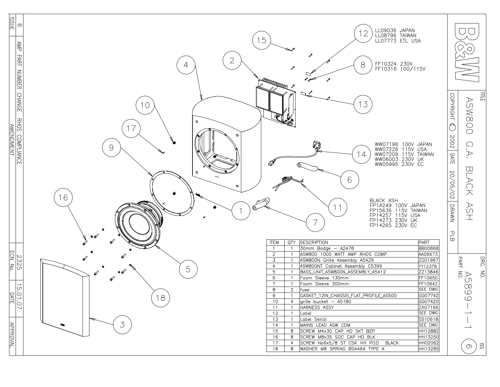 Bowers and Wilkins ASW-800 Service manual