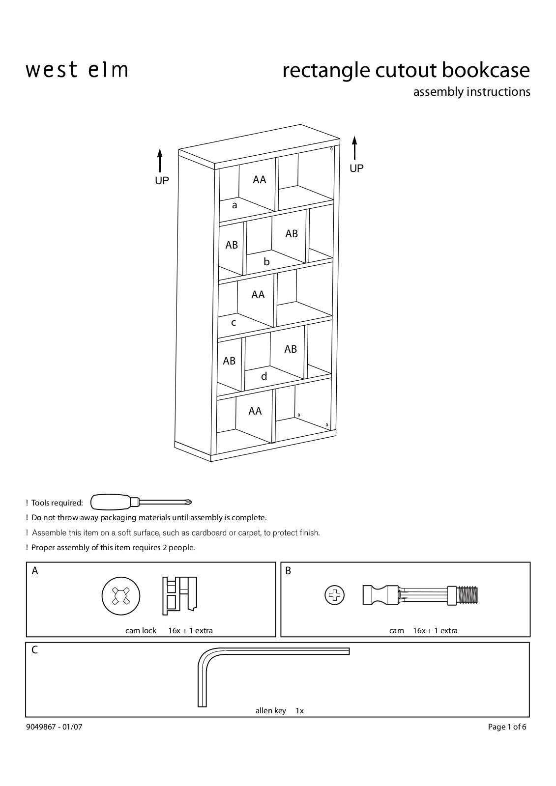 West Elm Rectangle Cutout Bookcase Assembly Instruction