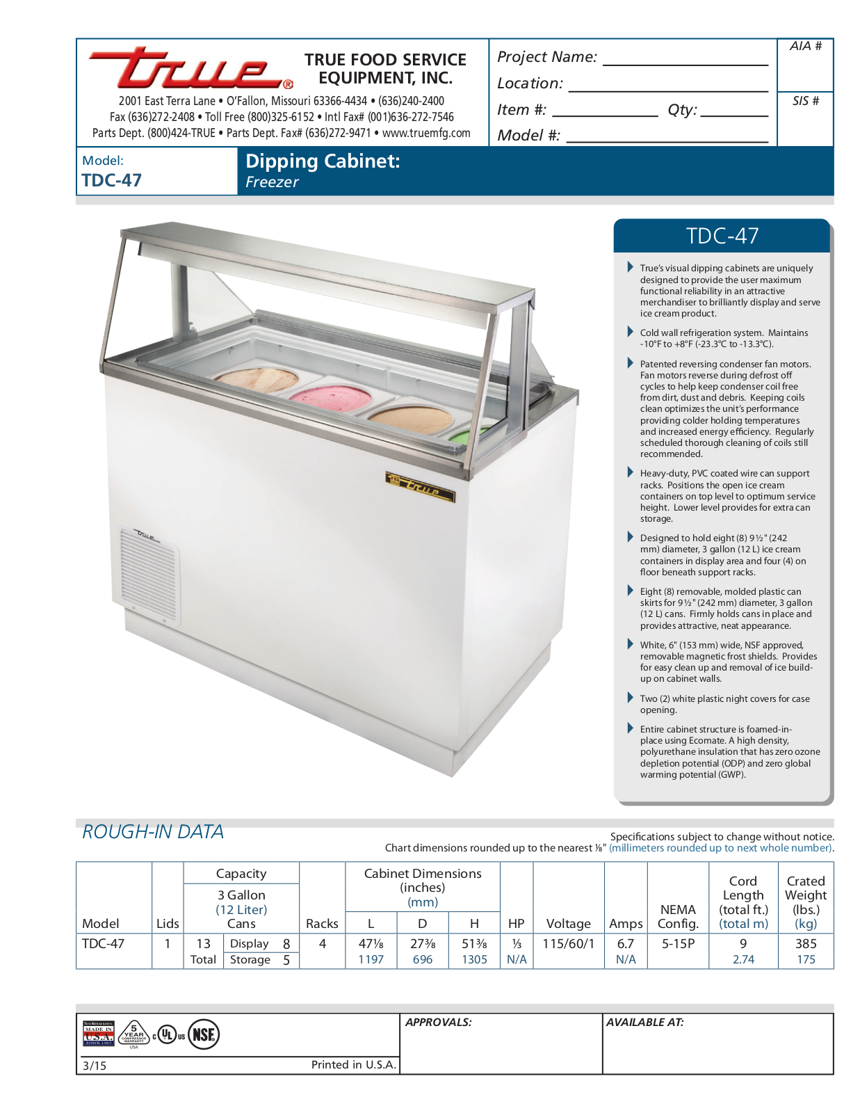 True TDC-47 User Manual