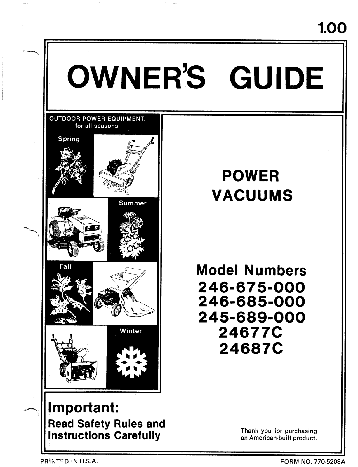 MTD 246-689-000, 24687C, 246-685-000, 246-675-000 User Manual