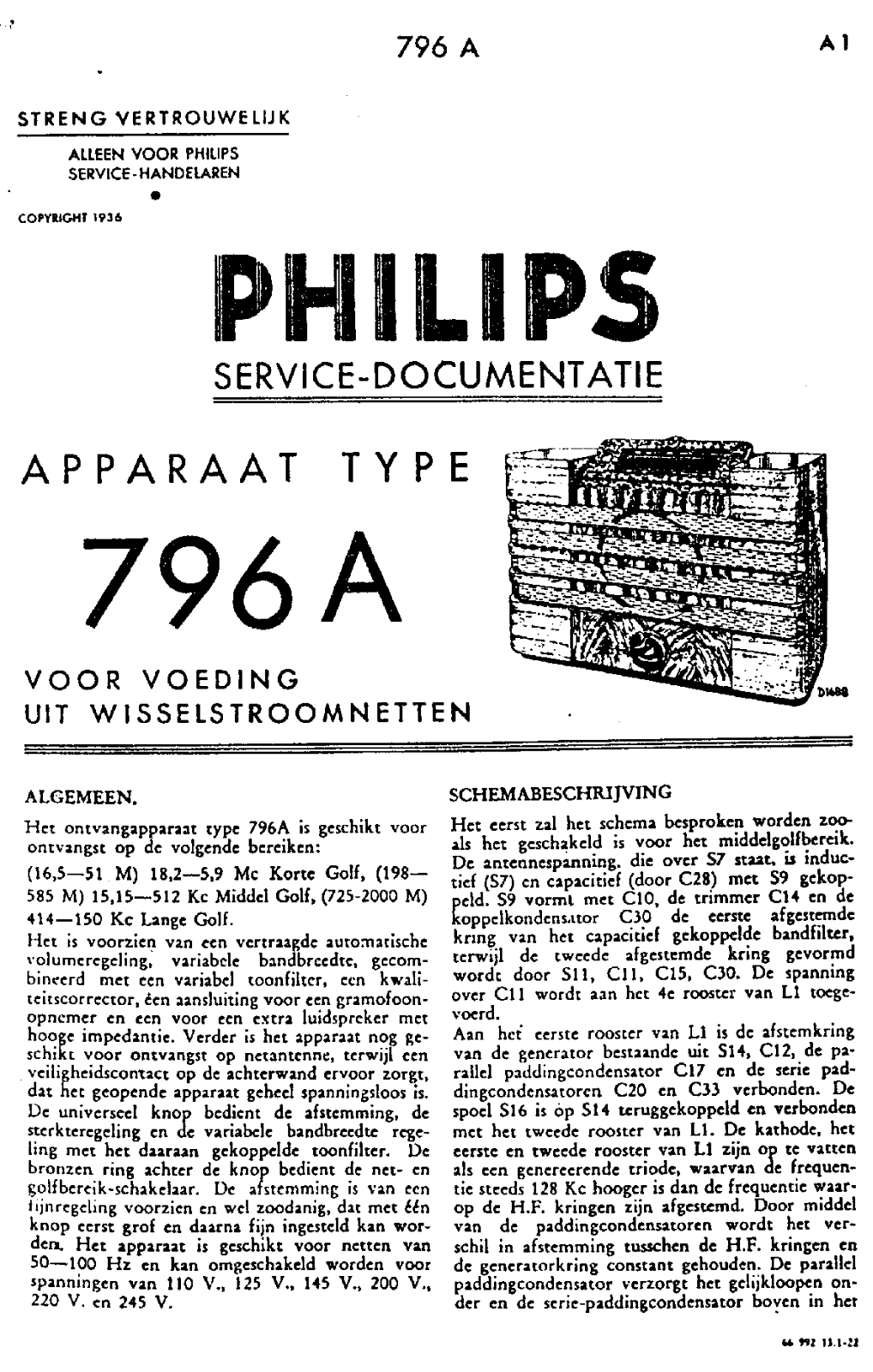 Philips 796-A Service Manual