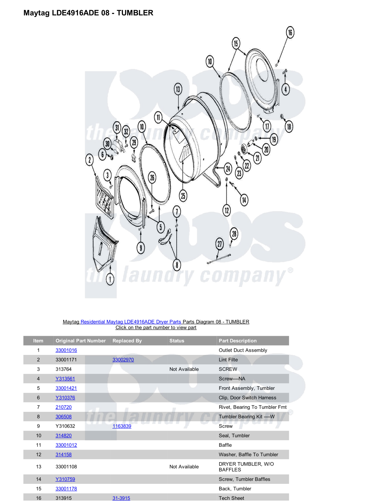 Maytag LDE4916ADE Parts Diagram