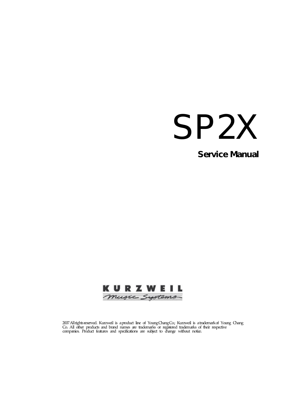 Kurzweil SP2X Service manual