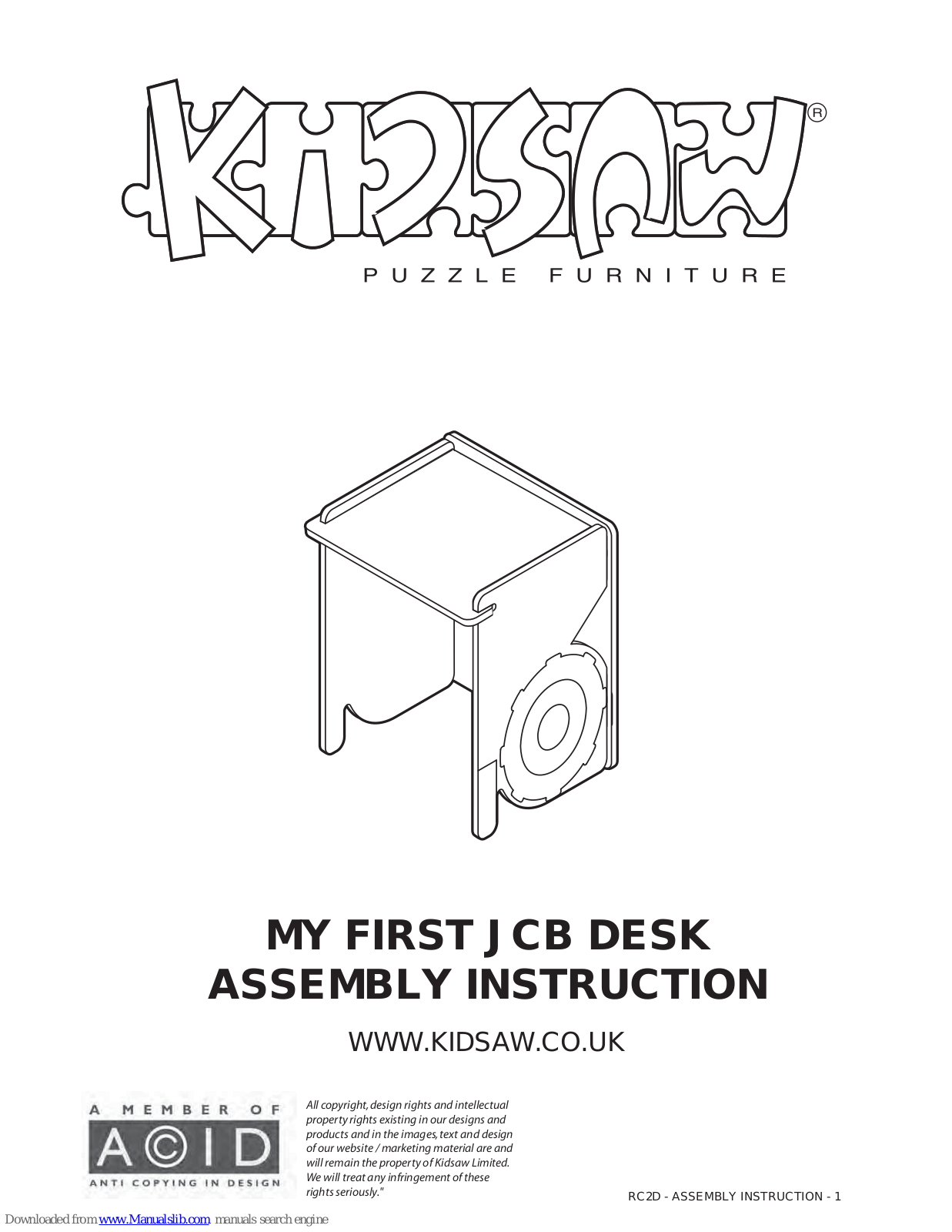 Kidsaw JCB DESK Assembly Instructions Manual