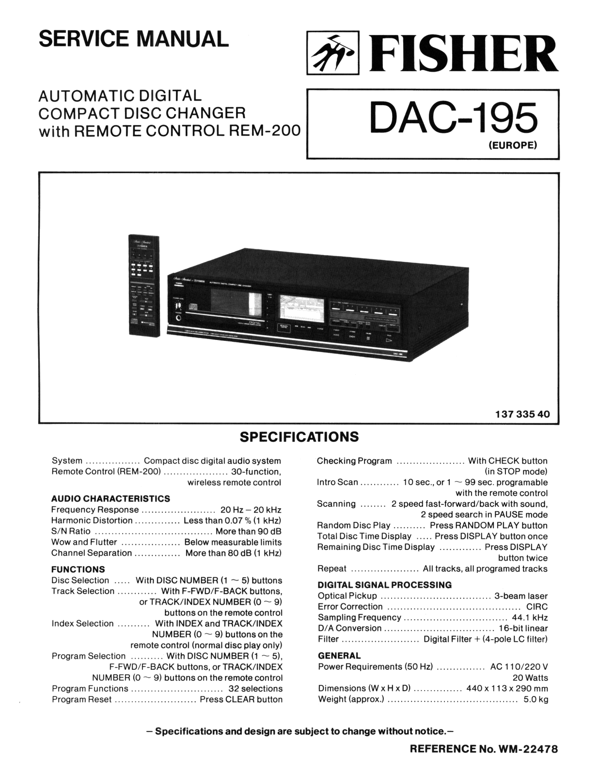 Fisher DAC-195 Schematic