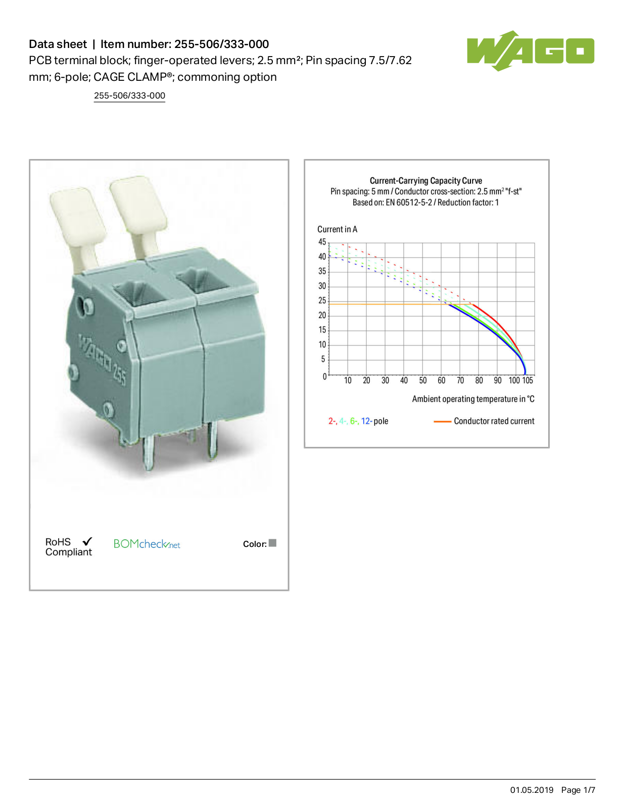 Wago 255-506/333-000 Data Sheet