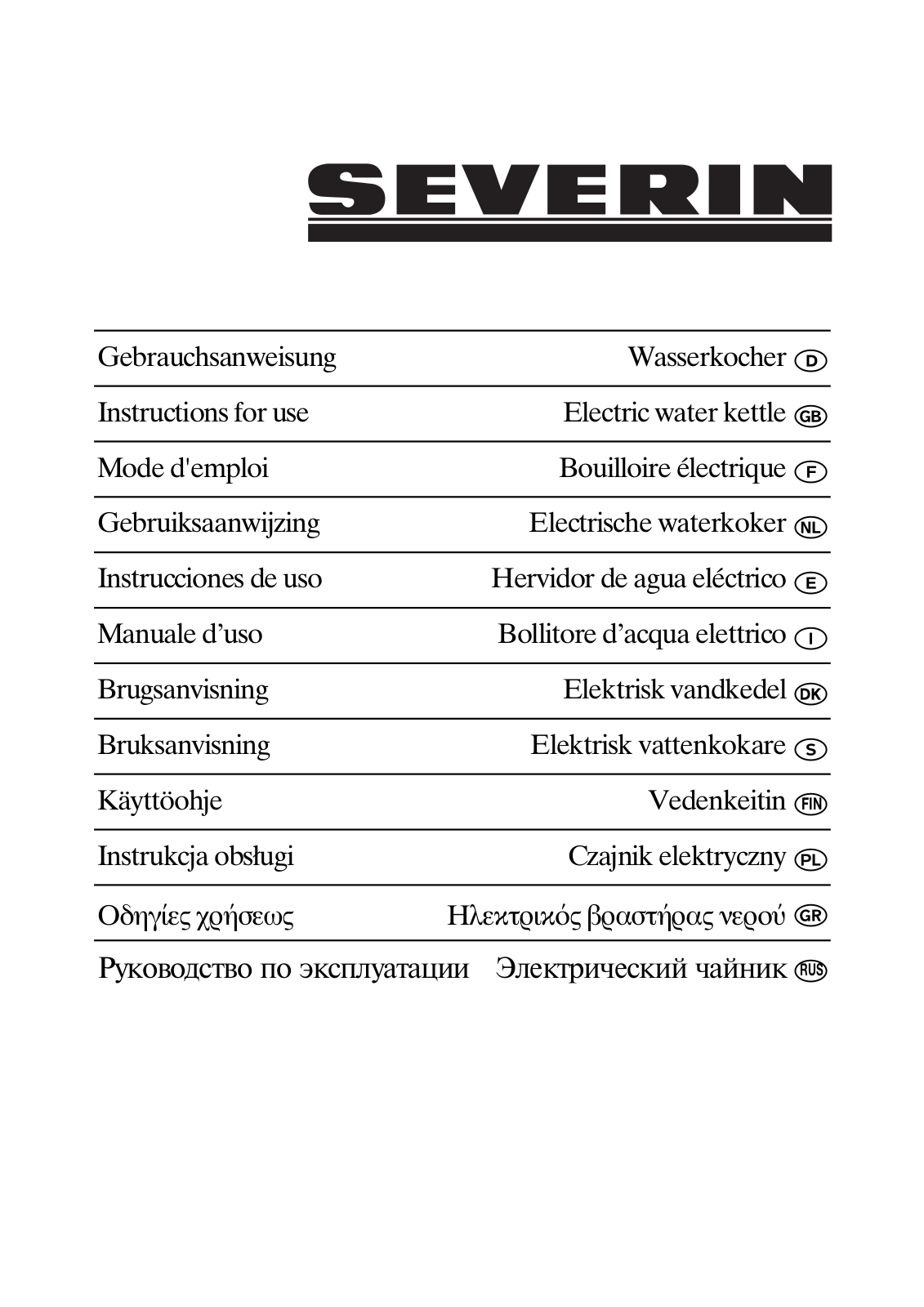 Severin WK 3427, WK 3356, WK 3357 User Manual