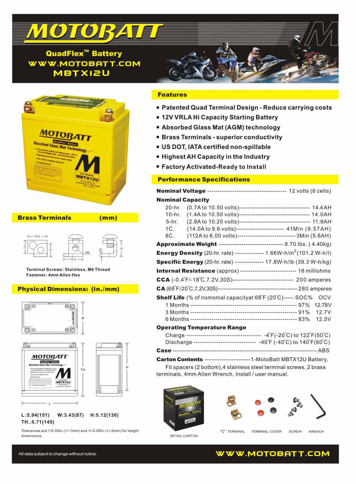 Motobatt MBTX12U Service Manual