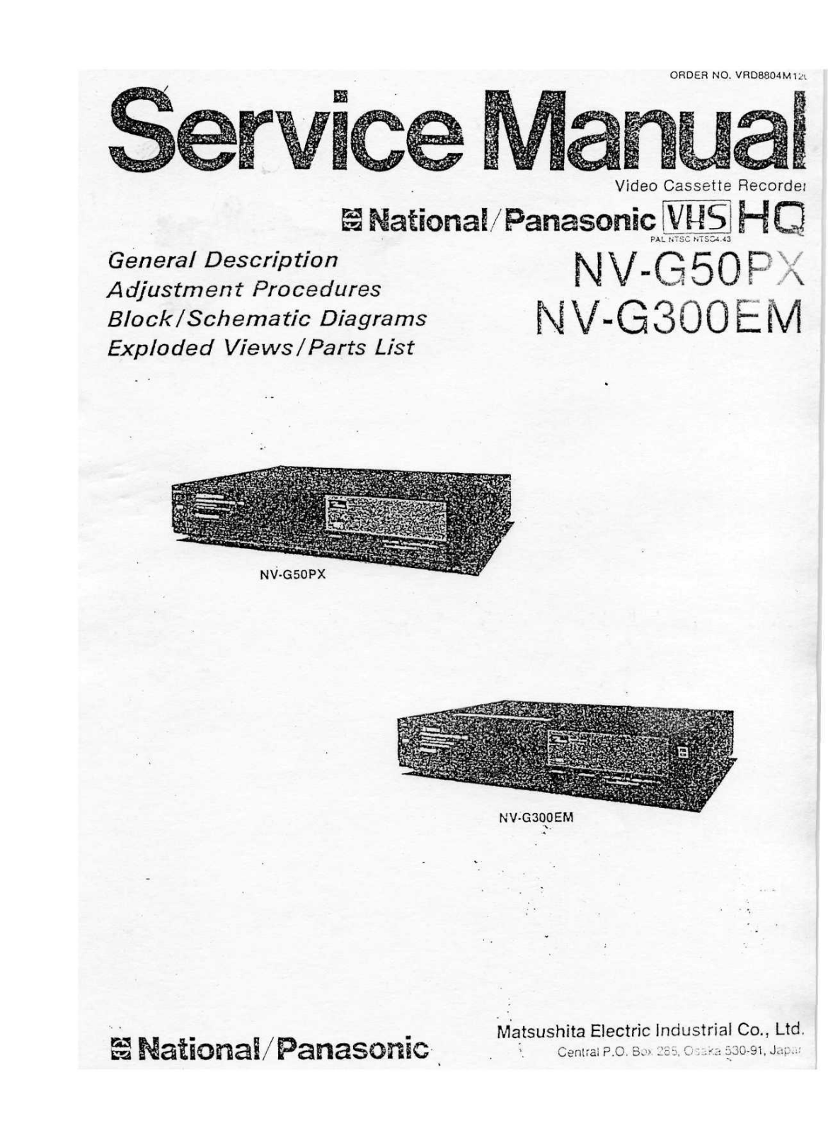 panasonic nv-g50px, nv-g300em Service Manual