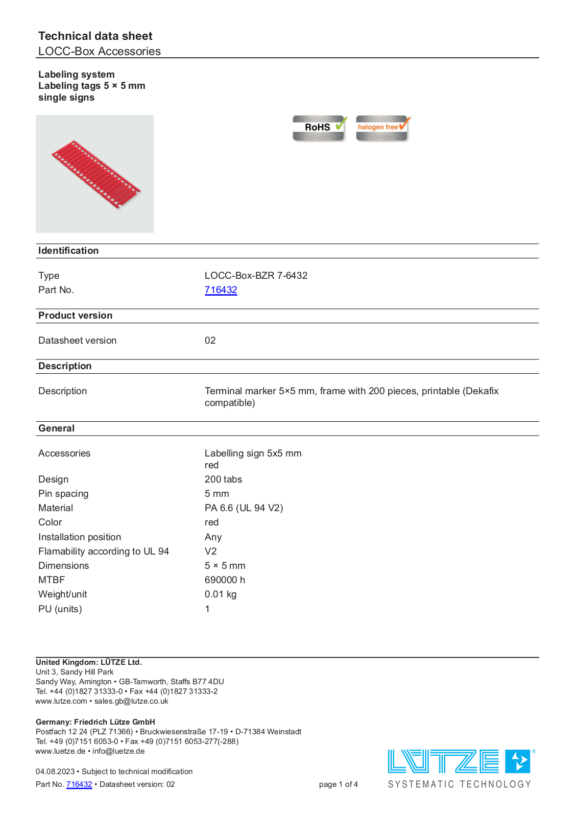 LUTZE 716432 Specification - ManualMachine.com