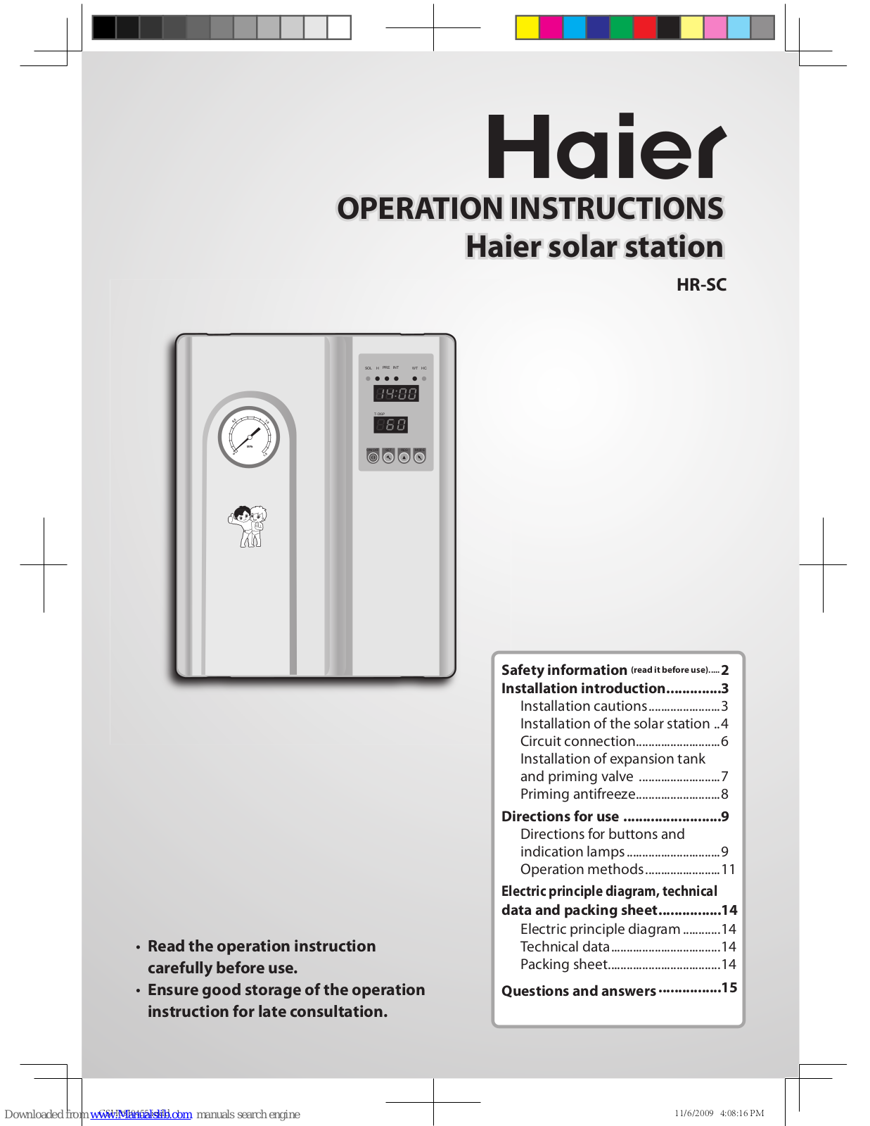 Haier HR-SC Operating Instructions Manual