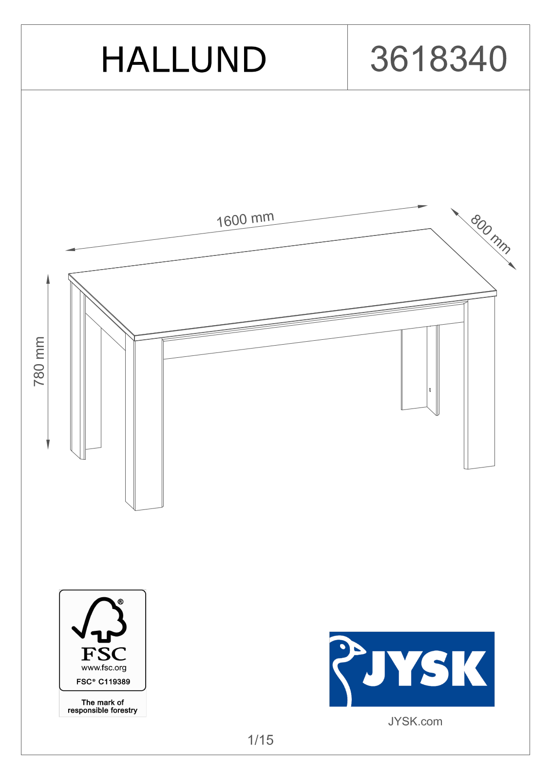 JYSK Hallund User Manual