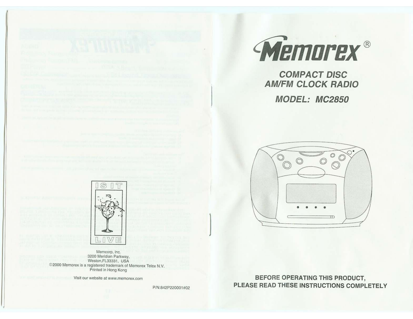 Memorex mc2850 user Manual