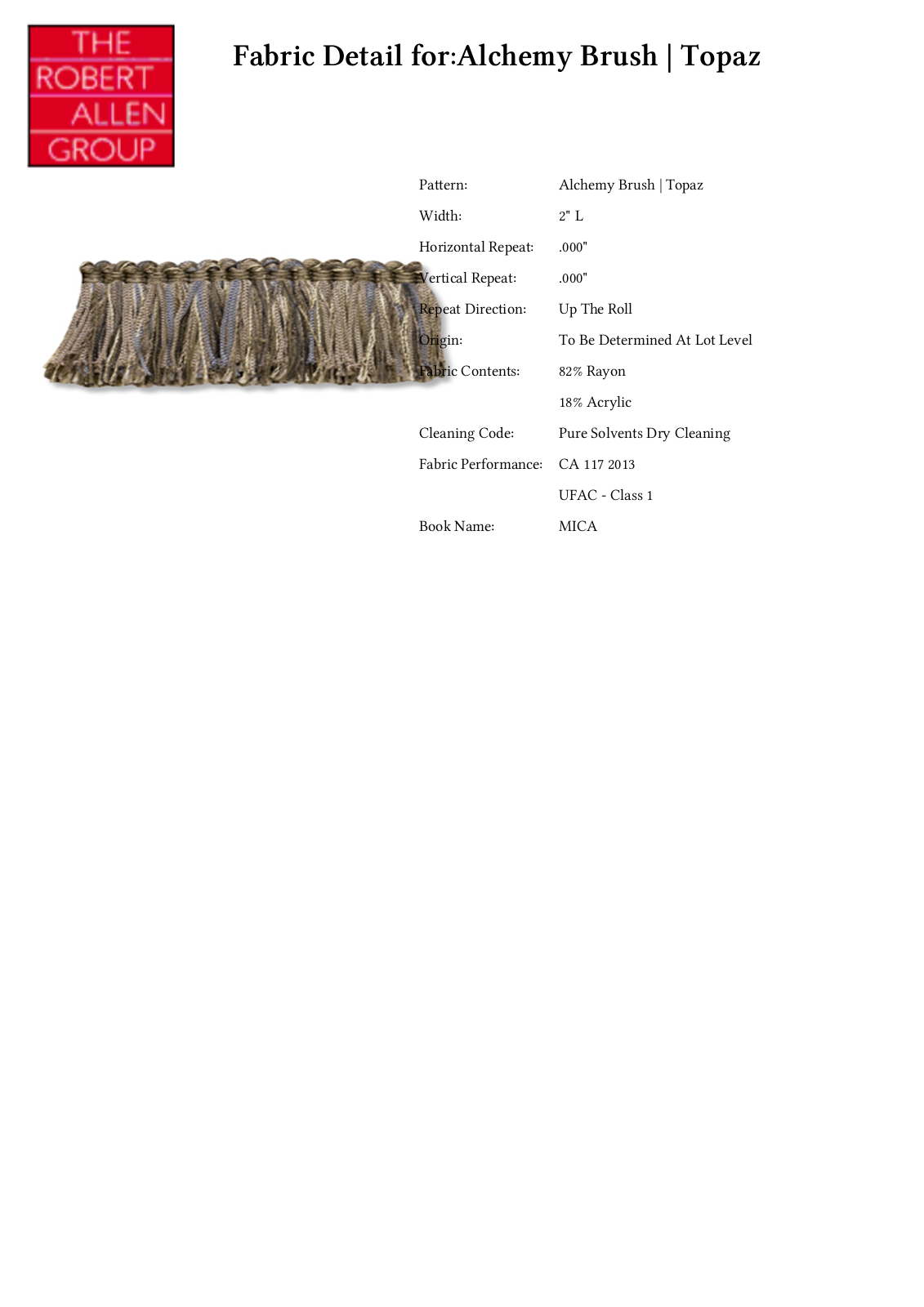 Robert Allen RALF1969 Specifications - ManualMachine.com