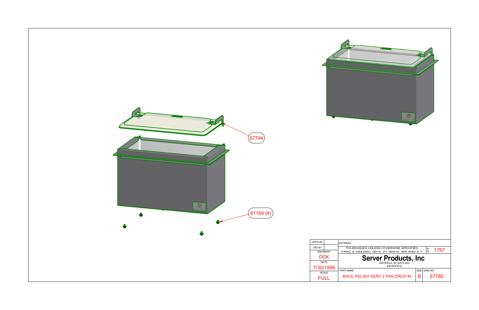 Server 67780 PARTS LIST