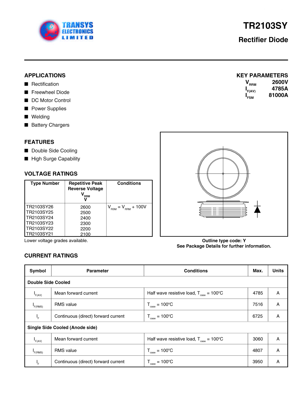 TEL TR2103SY24, TR2103SY23, TR2103SY22, TR2103SY21, TR2103SY26 Datasheet