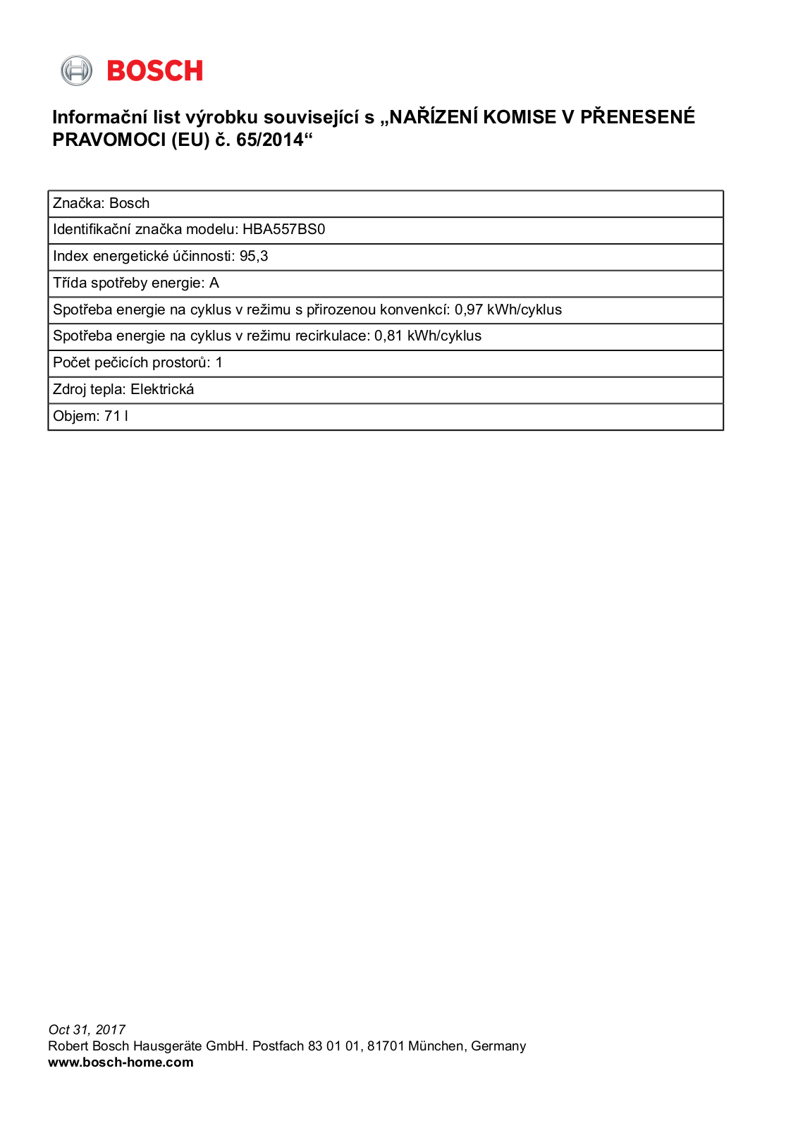 Bosch HBA557BS0 User Manual