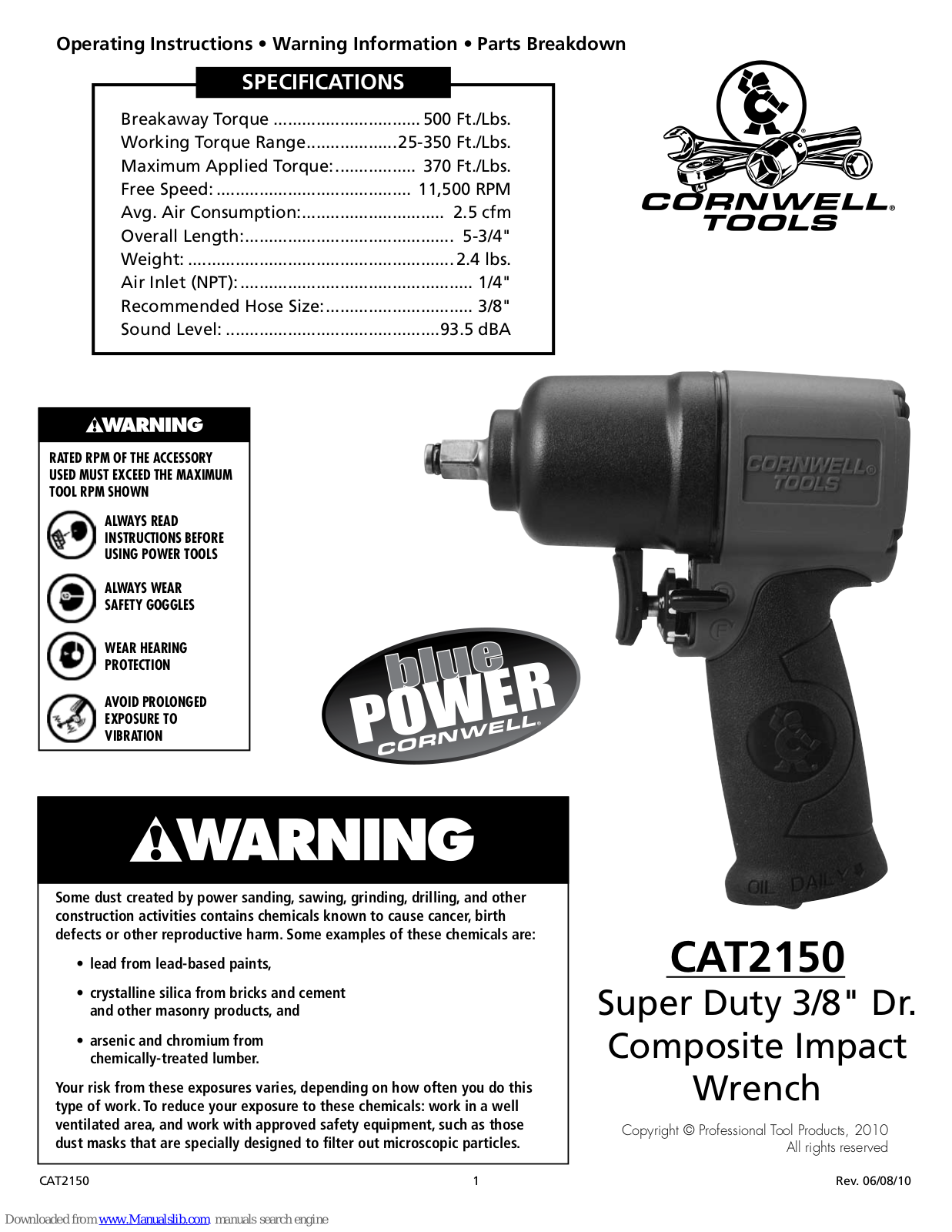 Cornwell Tools CAT2150 Operating Instructions Manual - ManualMachine.com