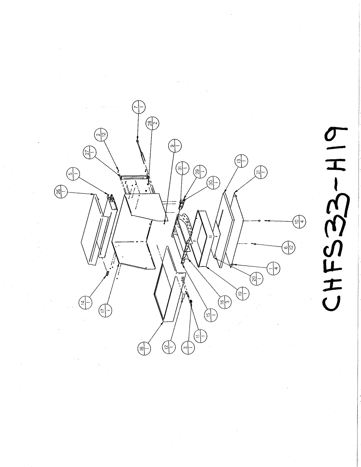 APW Wyott CFHS-33H19 Parts List