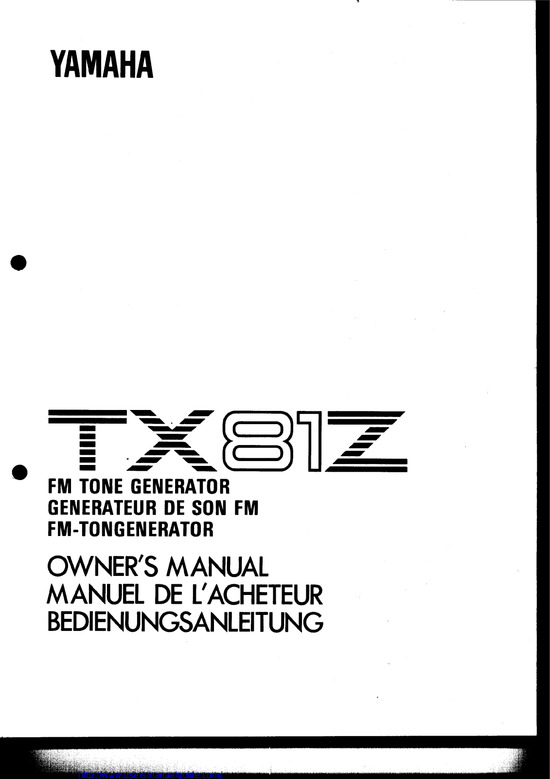 Yamaha Audio TX81Z User Manual