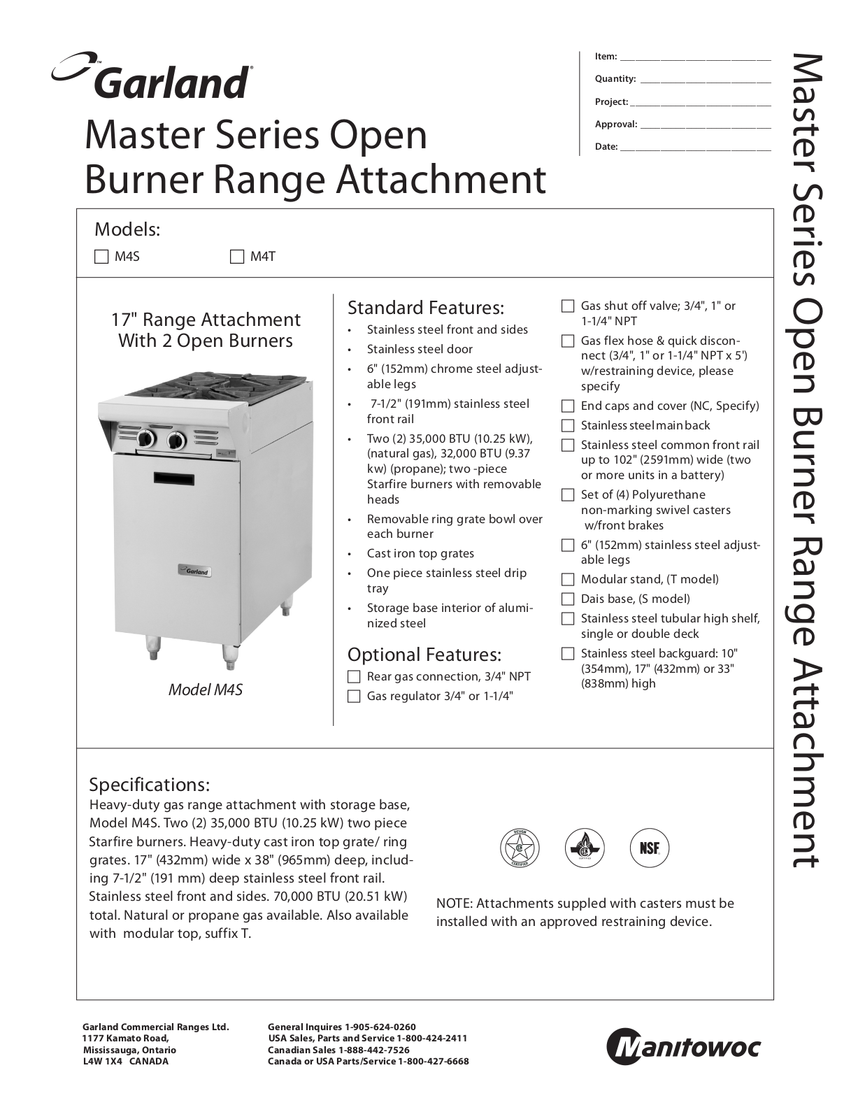 Garland M4S, M4T User Manual