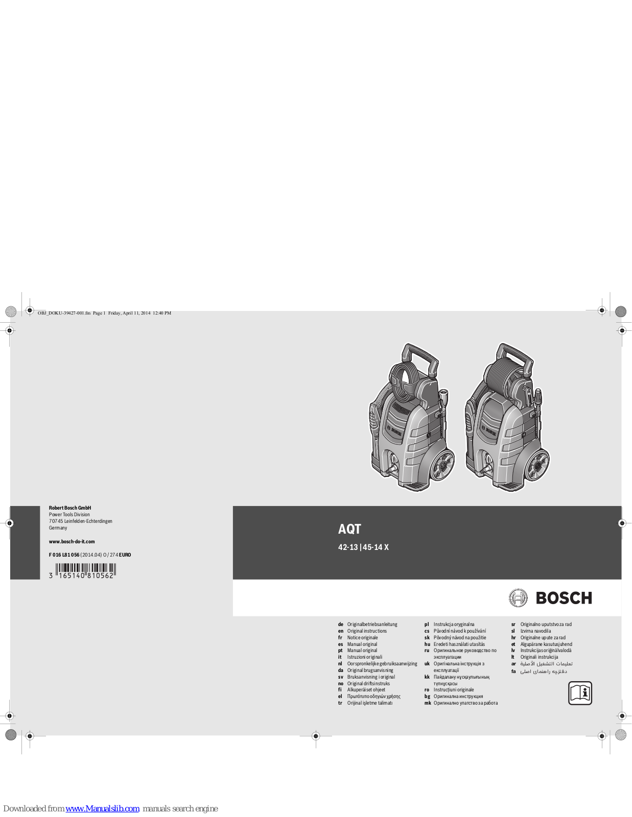 Bosch 45-14 X Original Instructions Manual