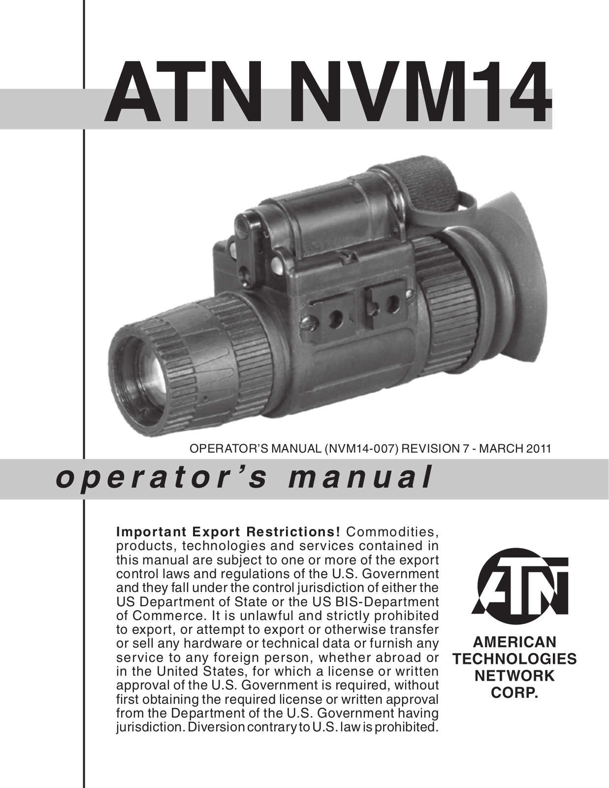 ATN NVMPAN143P User manual