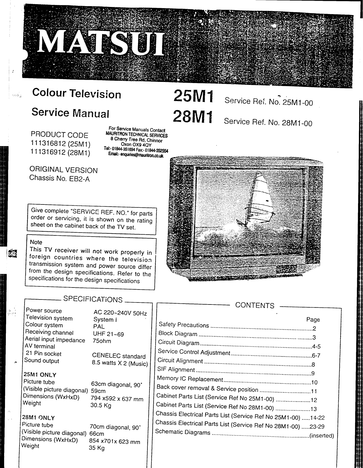 Matsui 25M1, 28M1 Schematic