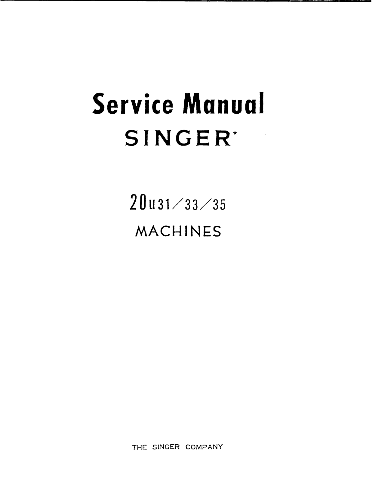 Singer 20U 35, 20U 33, 20U 31 Service Manual