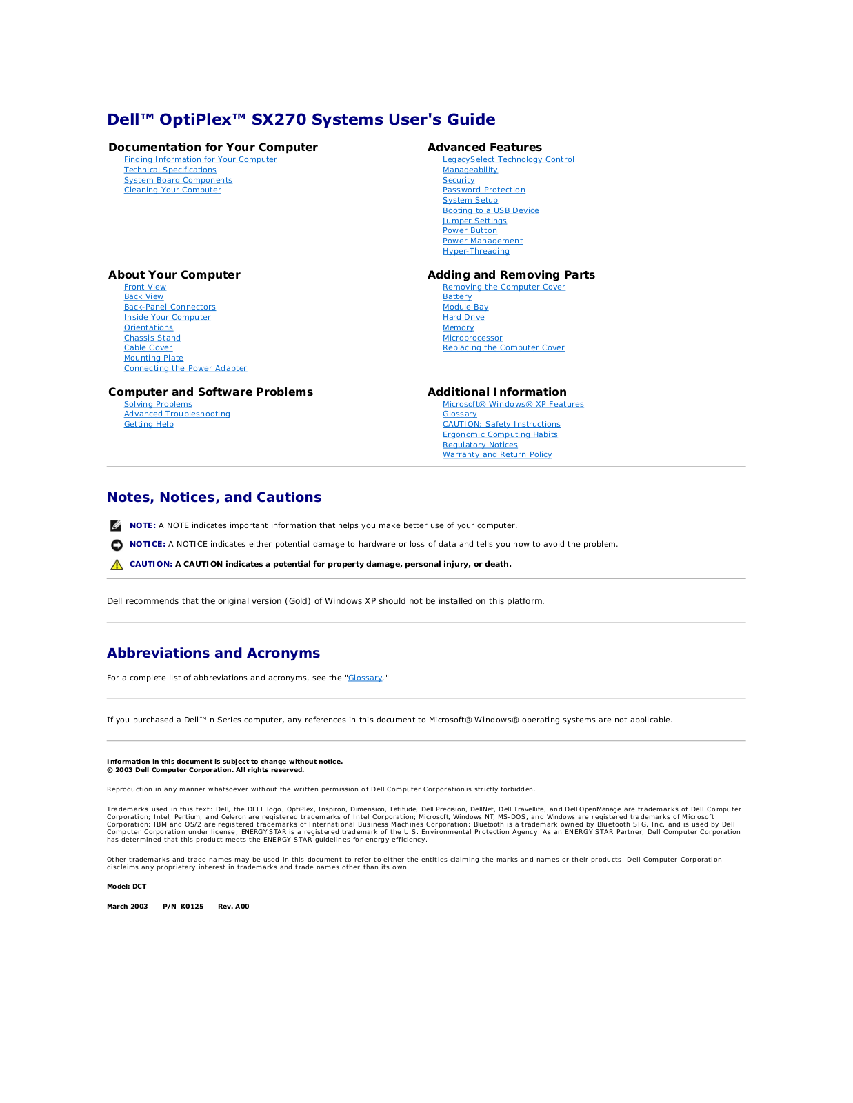 Dell OptiPlex SX270 User Manual