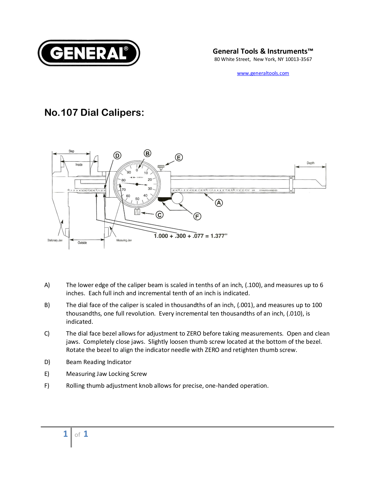 General Tools 107 User Manual