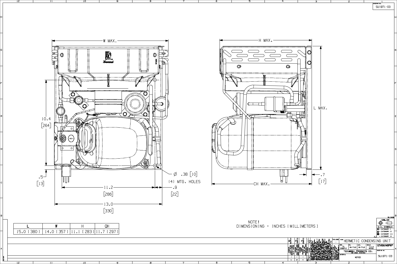 Tecumseh AJA2423YAADA, AJA2423YAADC, AJA2423YAADG, AJA2423YAADH, AJA2423YAADJ Drawing Data