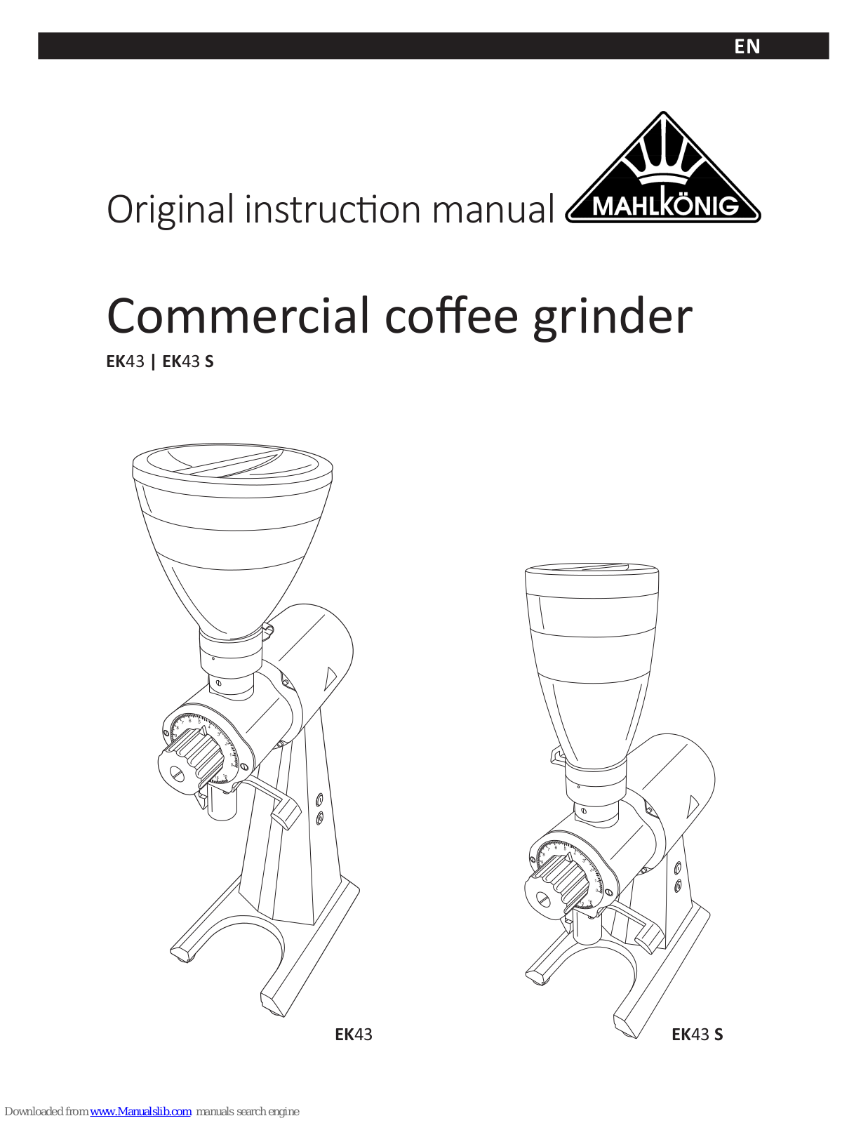 Mahlkonig EK43 S, EK43 Original Instruction Manual