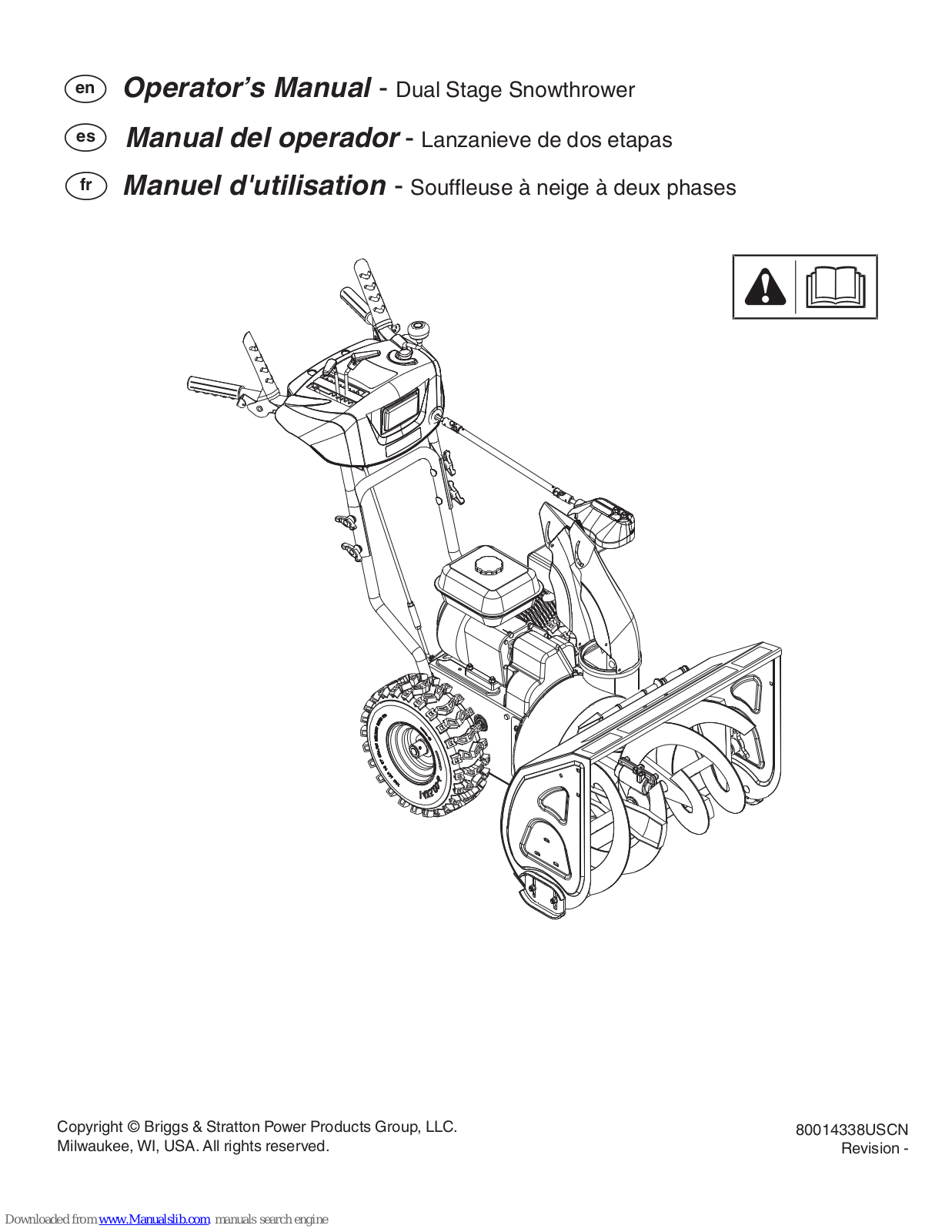 Briggs & Stratton 1696614-00, 1696616-00, 1696620-00, 1696619-00 Operator's Manual