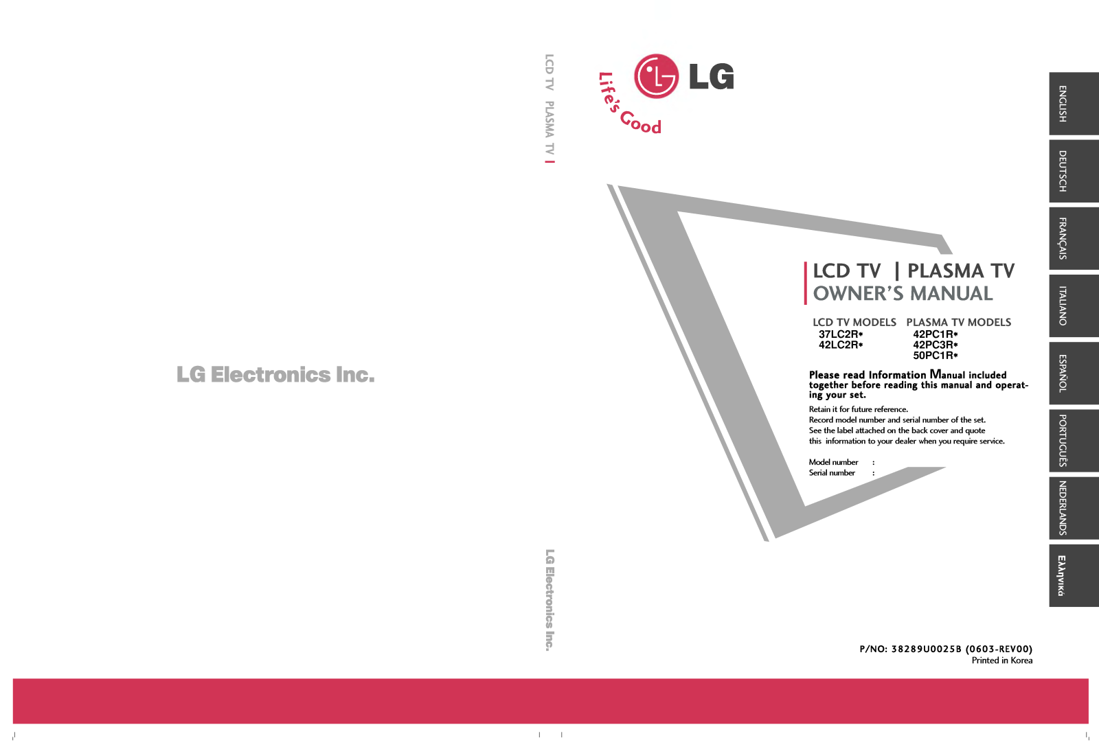 LG 42PC1R User Manual