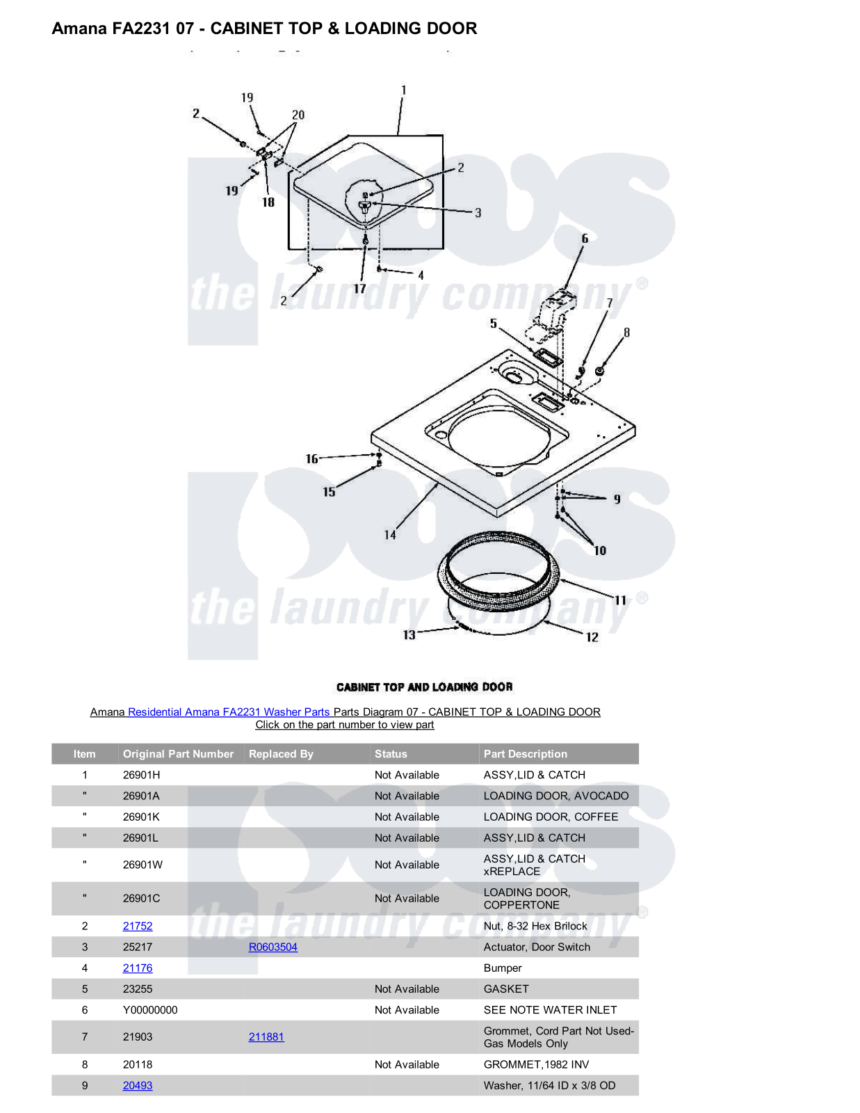 Amana FA2231 Parts Diagram