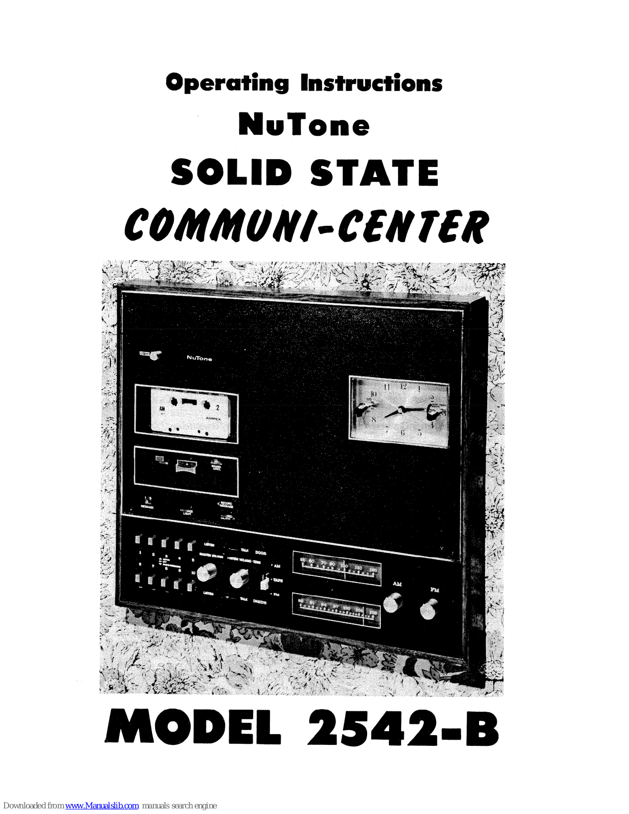 NuTone Communi-Center 2542-B Operating Instructions Manual