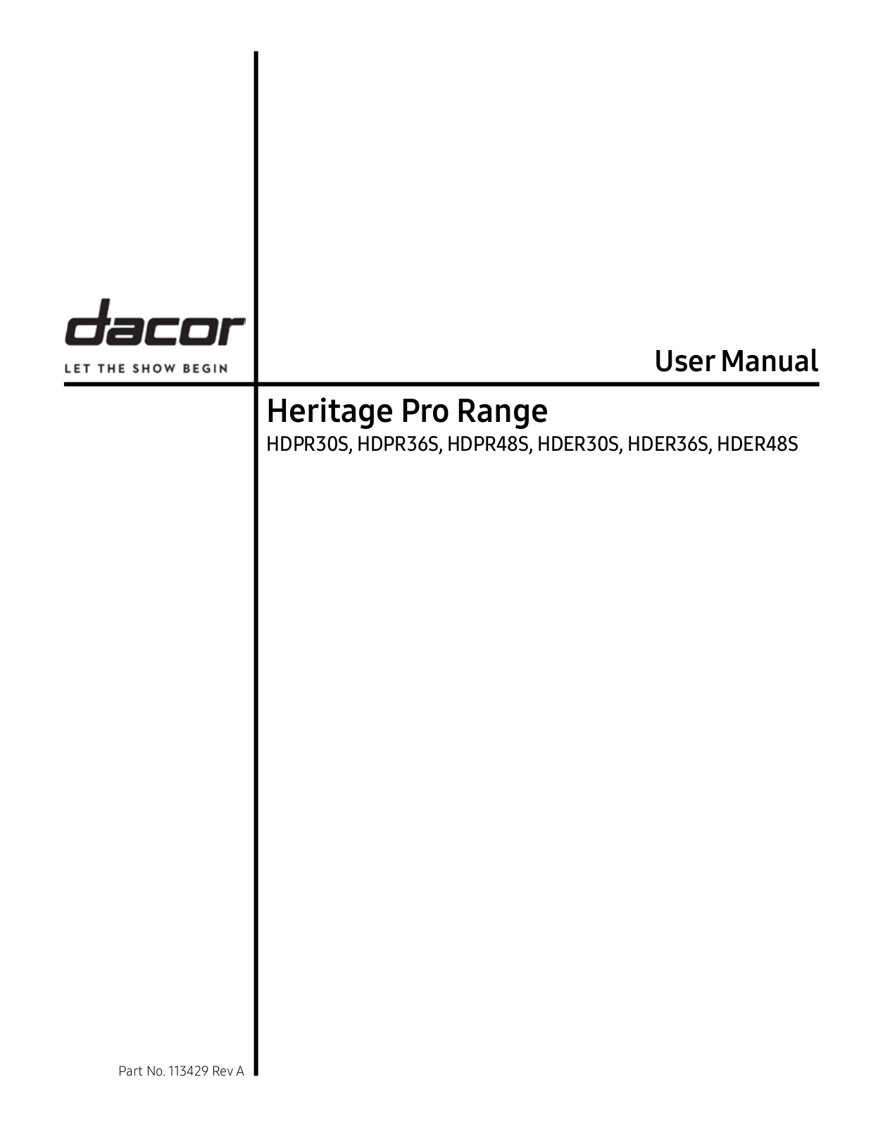 Dacor HDER48SLP, HDER36SLP, HDER48CLP, HDER36CLPH, HDER30CNG User Manual