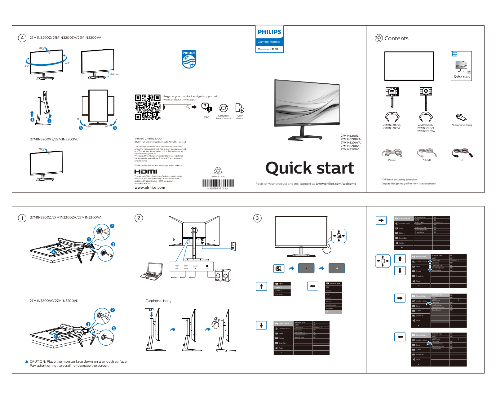 Philips 27M1N3200Z/61, 27M1N3200ZA/94, 27M1N3200ZA/01, 27M1N3200VA/01, 27M1N3200ZA/00 quick start guide - ManualMachine.com